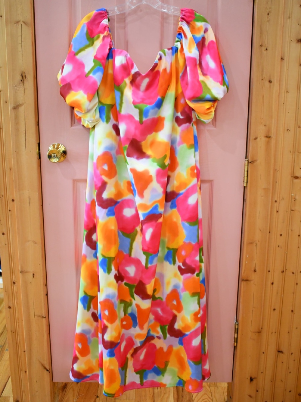 NWT✨ CROSBY by Mollie Burch Floral Watercolor Puff Sleeve Maxi Dress S